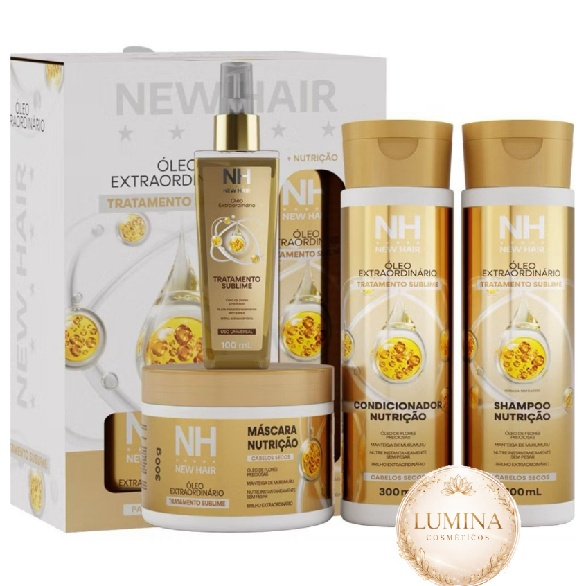 Combo BELKIT Kit Capilar 03 itens Óleo Extraordinário  + 01 Óleo Extraordinário NEW HAIR Salão