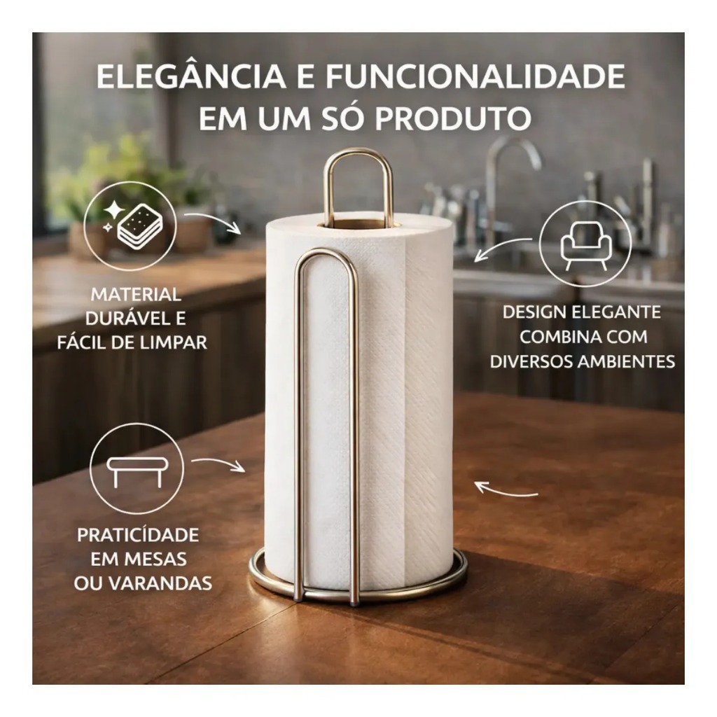 Suporte Porta Papel Toalha De Mesa e Guardanapo Para Mesa Prata
