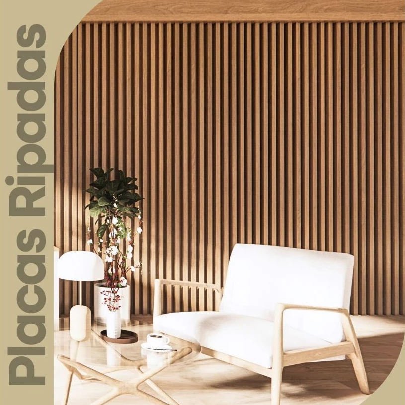 Kit Até 100 Placas Ripados Revestimento Painel Laminado 45x11cm Decoração Sala Casa Envio Imediato
