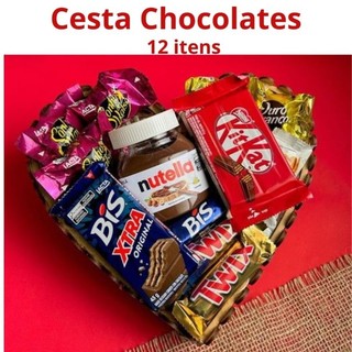 Cesta De Coração Com Chocolate Presente Dia Das Mães Lembrancinha De Páscoa Kit Surpresa Dia Dos Namorados Nutella