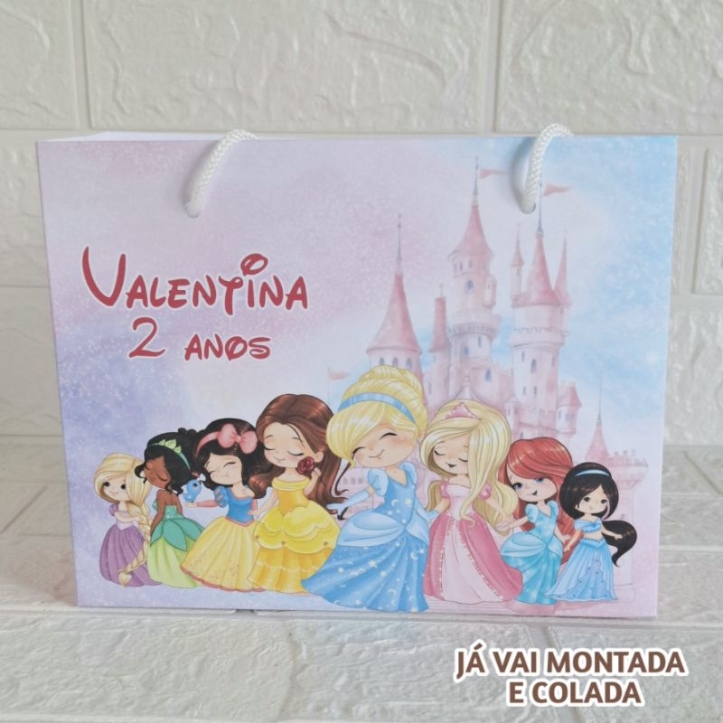 Sacolinha Personalizada Princesas Cute ( já vai montada) Lembrancinha |Aniversário |Festa Infantil