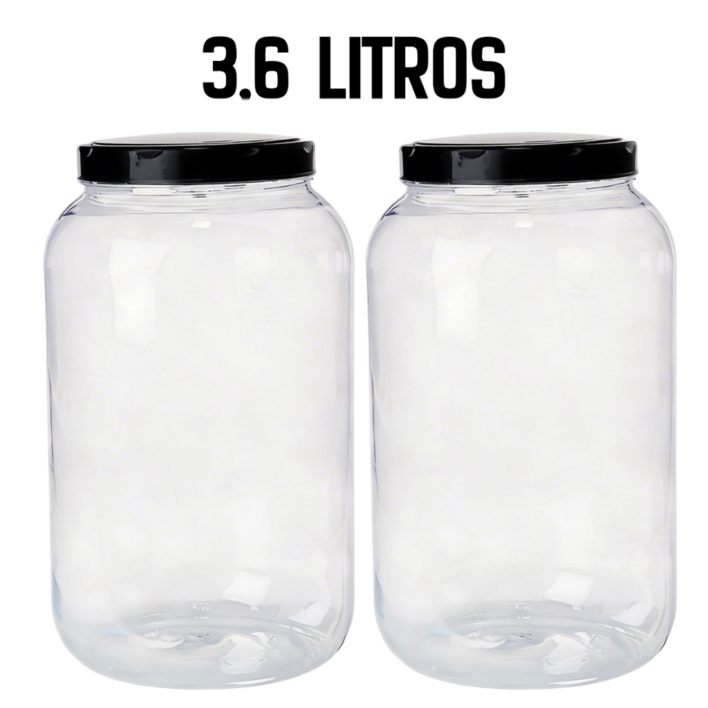 Kit 2 Potes 3,6 Litros Grande Organizador Multiuso Tampa com Rosca Cozinha Mantimentos