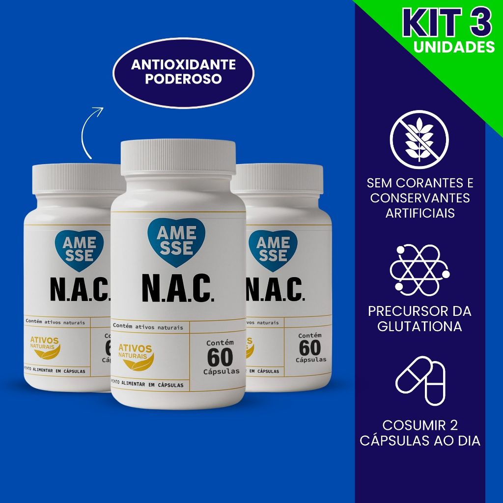 NAC - N Acetil Cisteína Kit com 3