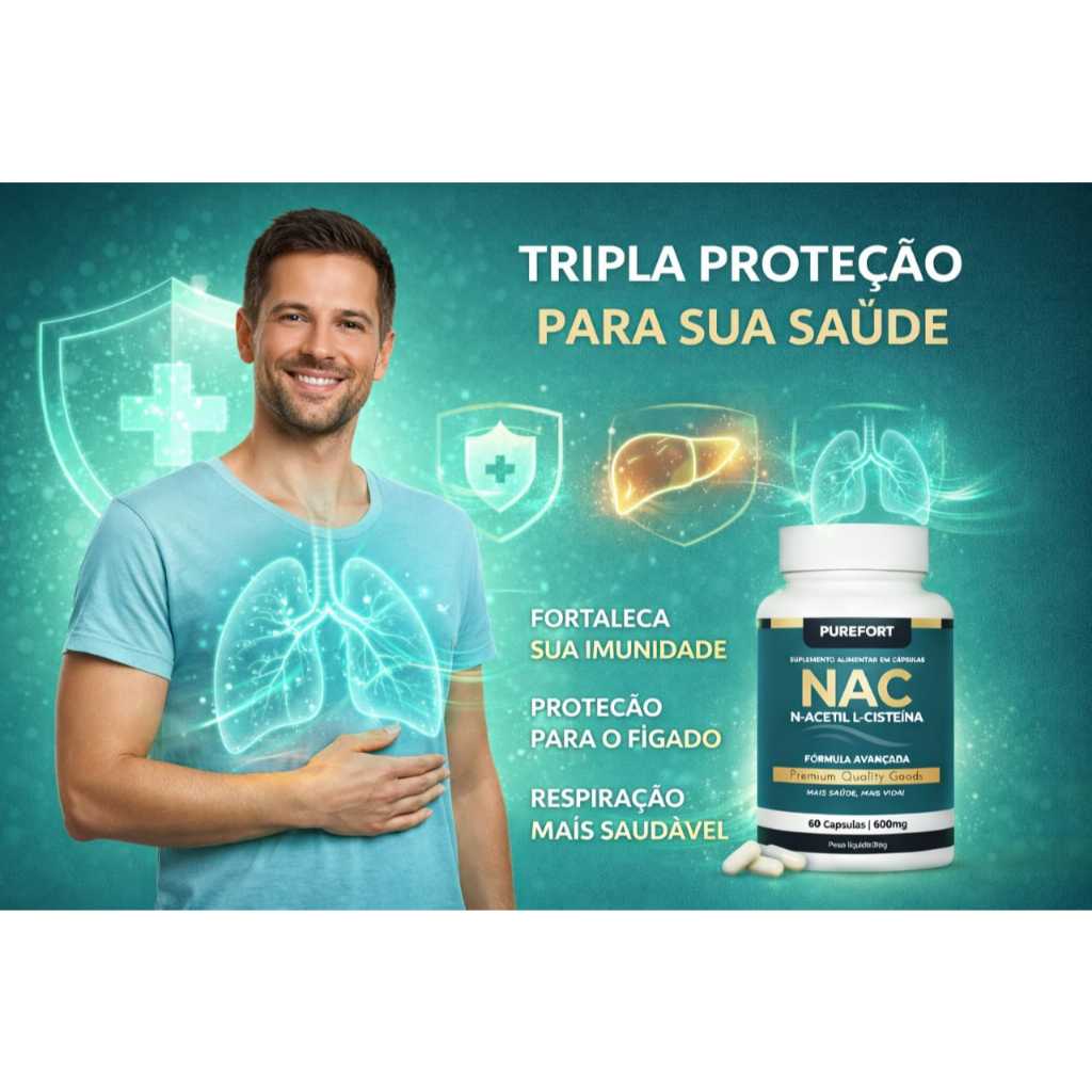 N-Acetil L-Cisteína NAC I Precursor da Glutationa I 60caps