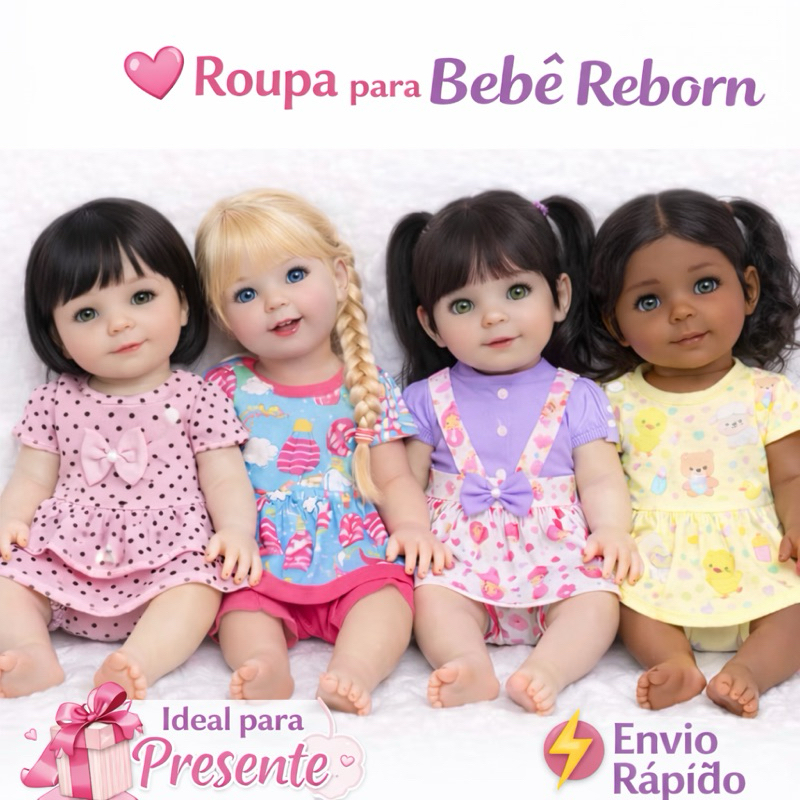 Roupa Bebe Reborn Kit 14 Pecinhas Vestido Calcinha Boina Fralda