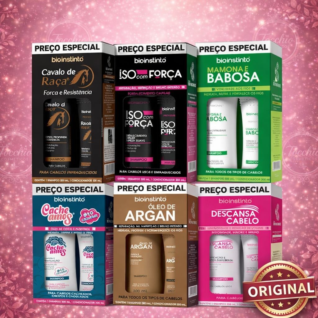 Kit Capilar Essenciais 2 itens BIO INSTINTO Cavalo Raça Liso Babosa Cacheamos Argan Descansa Cabelo