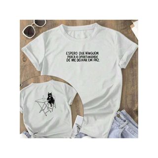Camiseta Femininas Estampado Oportunidade De Me Deixar Em Paz 100% Algodão Frases Engraçadas Mais Barato