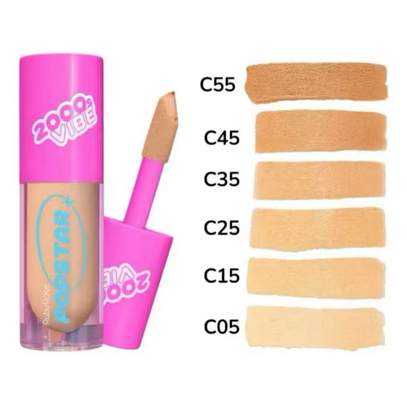 Ruby Rose Corretivo Líquido Catwalk Popstar Alta Cobertura Neutraliza e Camufla Manchas 2000 Vibes HB-M603 G1/G2