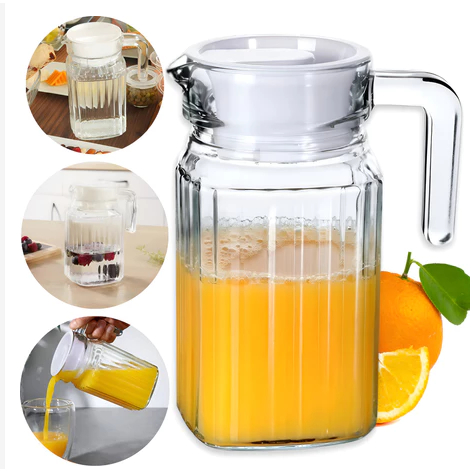 Jarra de Vidro 500ml Tampa e Alça Transparente Para Bebidas Agua Suco Resistente em Oferta na Shopee