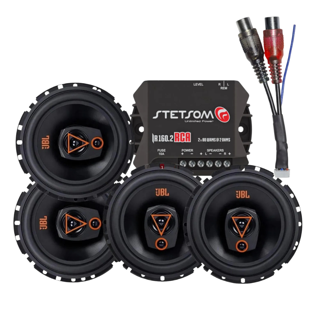 Kit Completo Som Automotivo Amplificador Stetsom IR 160.2 + 4 Alto-falantes JBL Multisystem 6 Polegadas