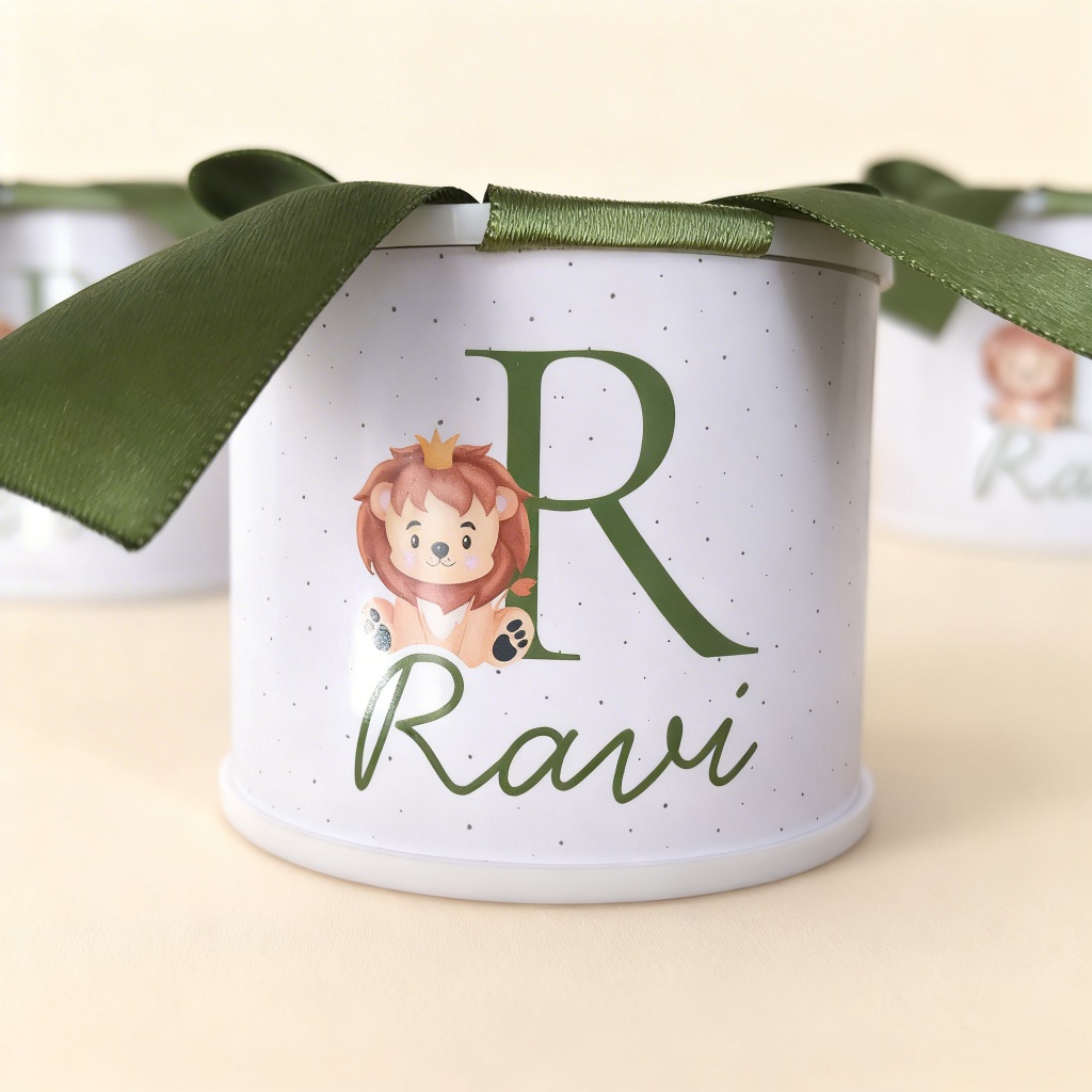 Kit Tubolatas Personalizadas 5x6 Leãozinho Lembrancinha Maternidade Chá de Bebê Aniversário