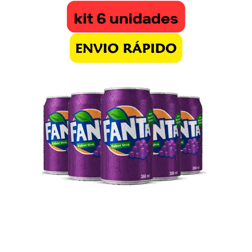 Kit com 6 latas de Fanta Uva 350 ml