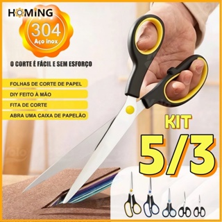 Kit 5/3 Tesouras de Aço Inox Alta Qualidade Multiuso Alta Durabilidade Tesoura para Ter Em Casa em Oferta na Shopee