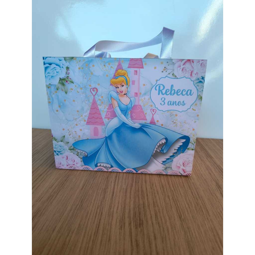 Sacolinha Cinderela Personalizada com Nome e Idade | Lembrancinha Infantil Pegue e Monte