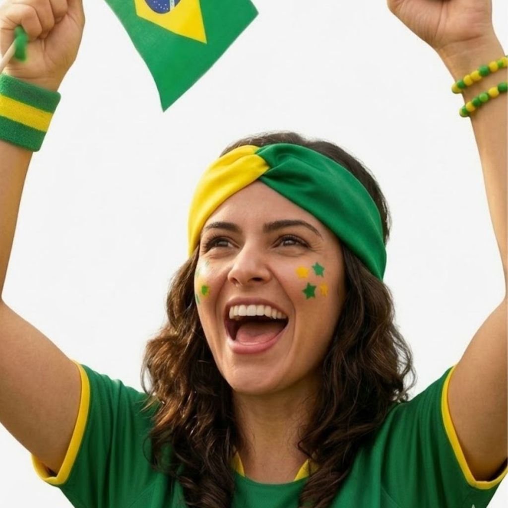 Faixa / Tiara Brasil Hexa de Cetim para Copa do Mundo Moda Torcedora Verde e Amarelo Seleção Brasileira
