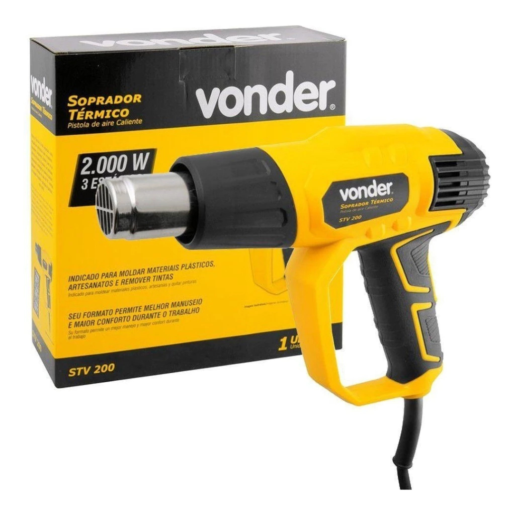 Soprador Térmico Vonder 127V - 2000w Profissional 550º C/ 3 Estágios Alta Temperatura + Acessórios