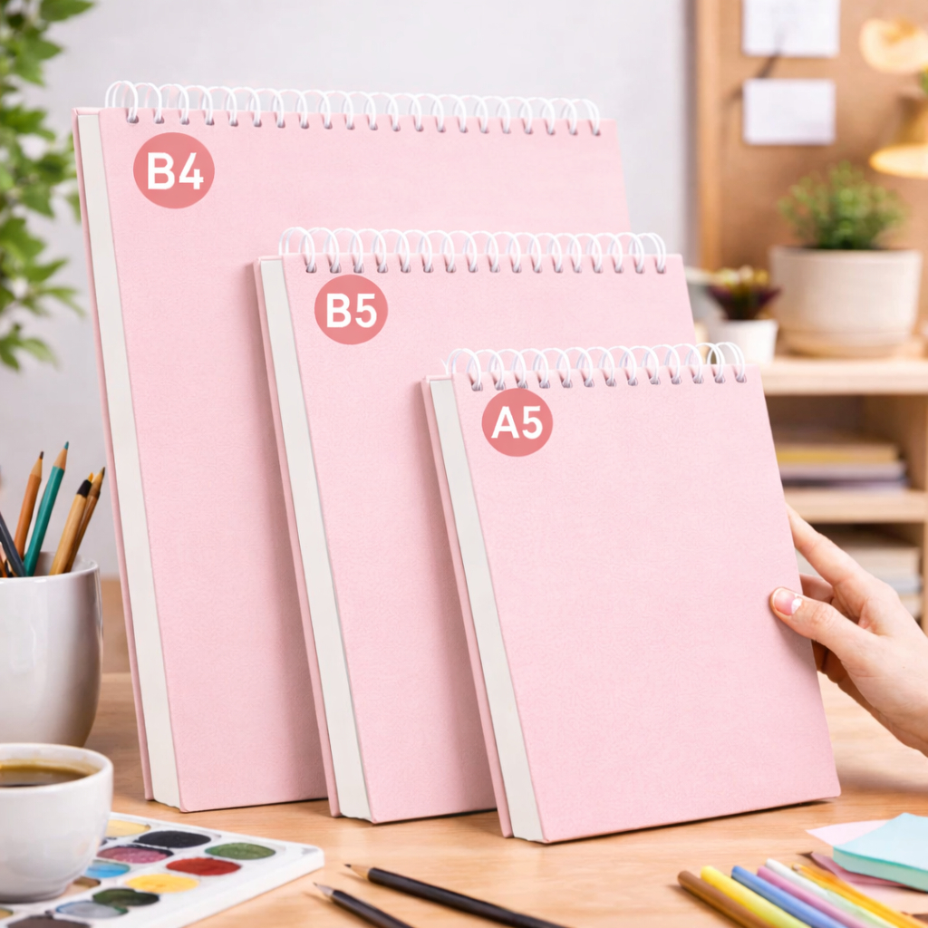 Caderno De Desenho 50 Fls (100 Páginas ) espessado Sketchbook Capa Dura Rosa Claro