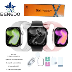 Smartwatch Microwear W11 Mini 41mm 2 Pulseiras Série 11 IP68 GPS Chat Gpt Original inteligentes