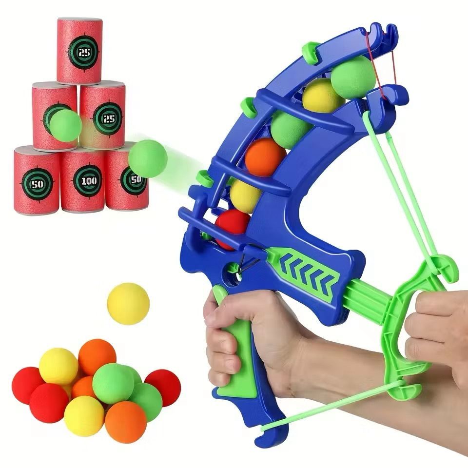 Arco e flecha tiro ao alvo laçador de bolinhas com alvo ( 5 bolinhas e 6 alvos ) infantil
