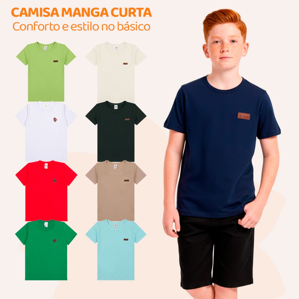 Camiseta Juvenil Menino Básica Lisa Manga Curta Masculino Adolescente Roupa Blusa Algodão Casual Verão com Escola L12 em Oferta na Shopee