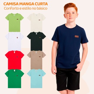 Camiseta Juvenil Menino Básica Lisa Manga Curta Masculino Adolescente Roupa Blusa Algodão…