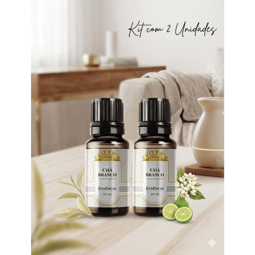 Imagem Kit 2 Essência Coala Chá Branco 10ml Para Aromatizador Difusor Perfumador de Ambiente