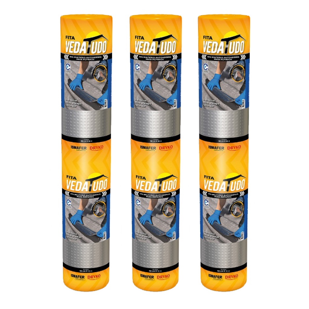 Manta Fita Asfáltica Auto Adesiva Vedatudo Aluminizada 3 Uni 90cm X 10m em Oferta na Shopee