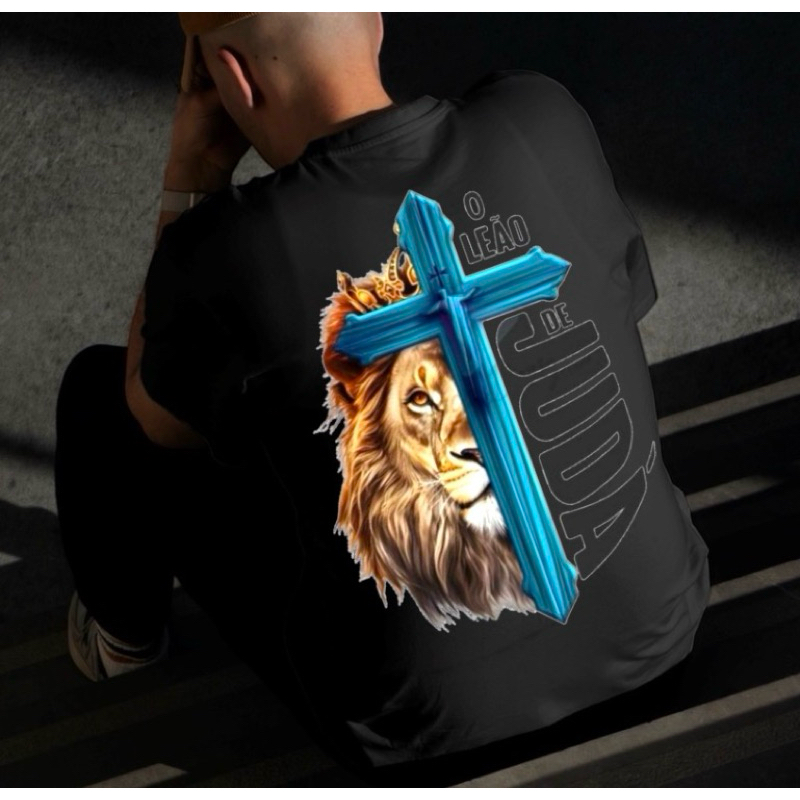camiseta estampada tecido 100 algodão estampa religiosa nas na costa e na frente cores vibrantes que não desbotam
