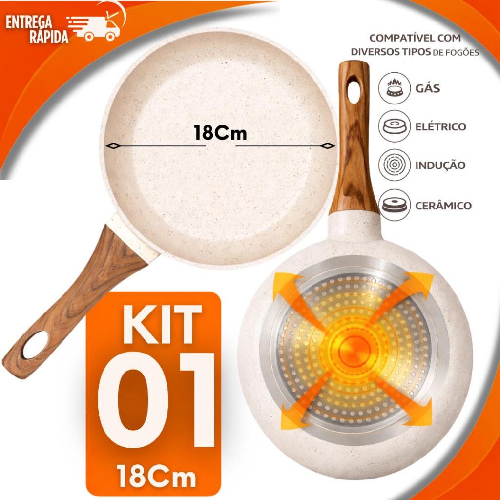 Kit 1 OU 2  Frigideira Antiaderente Revestimento Cerâmico Indução18Cm Não Gruda Multiuso Panela Utilidades