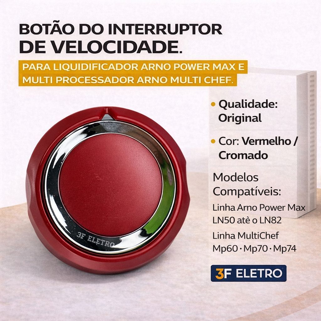 Botão do Seletor de Velocidade Original Vermelho para MultiProcessador Arno MultiChef Mp60 MP70 MP74