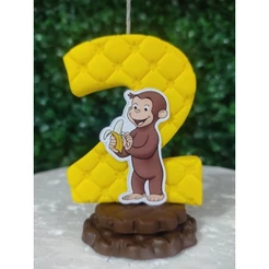 Vela de aniversário com tema George o Curioso/Topo de bolo/Decoração festa/Vela biscuit