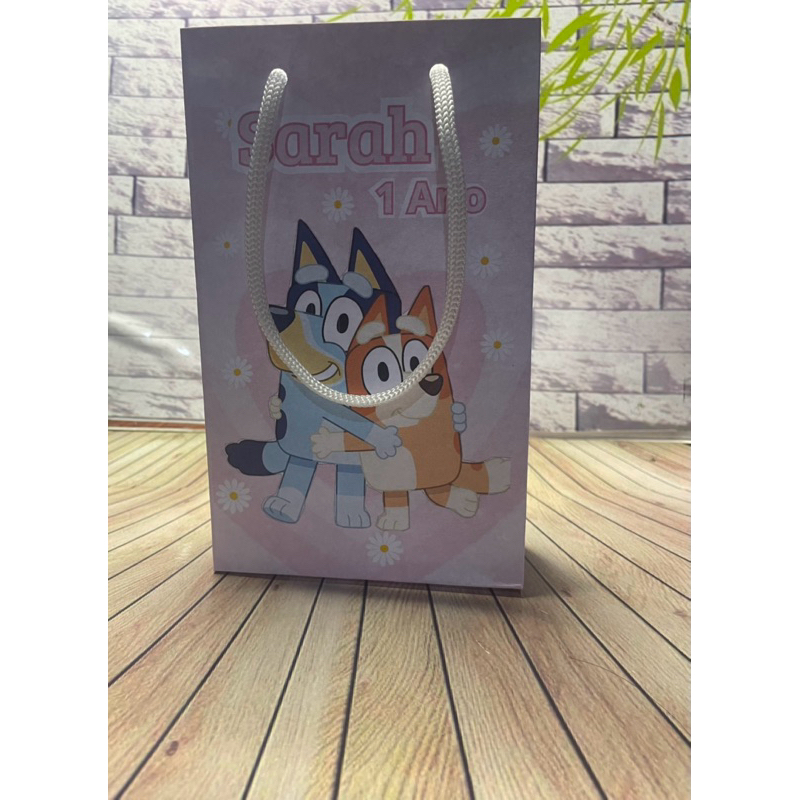 Kit Sacolinha Personalizada  bingo e bluey Aniversário Infantil Mimos e Lembrancinhas para Festa KIT PEGUE E MONTE