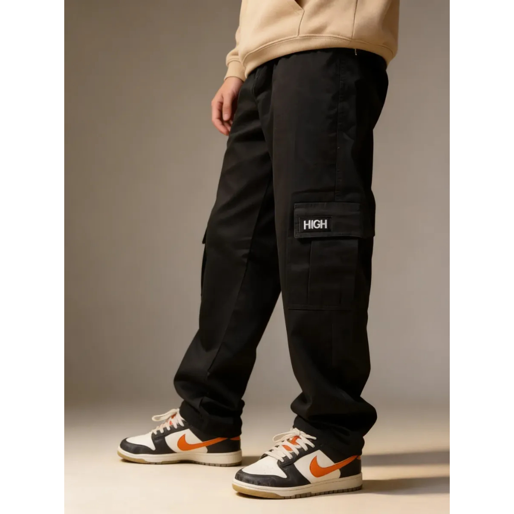 Calça Cargo STREET Unissex Sarja Premium Estampa Bordada