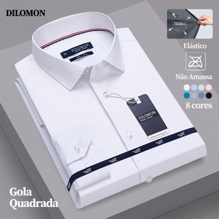 Dilomon Camisa Social Masculina Slim Não Amassa - Blusa Trabalho Branca Manga Longa Premi…