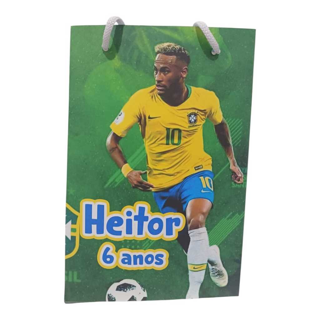 Sacolinha Personalizada com nome e idade 13x20 Neymar Jr Festa Aniversário Lembrancinhas Personalizada