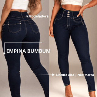 Calça Jeans Feminina Haka Modeladora Empina Bumbum Cintura Alta Modela Corpo
