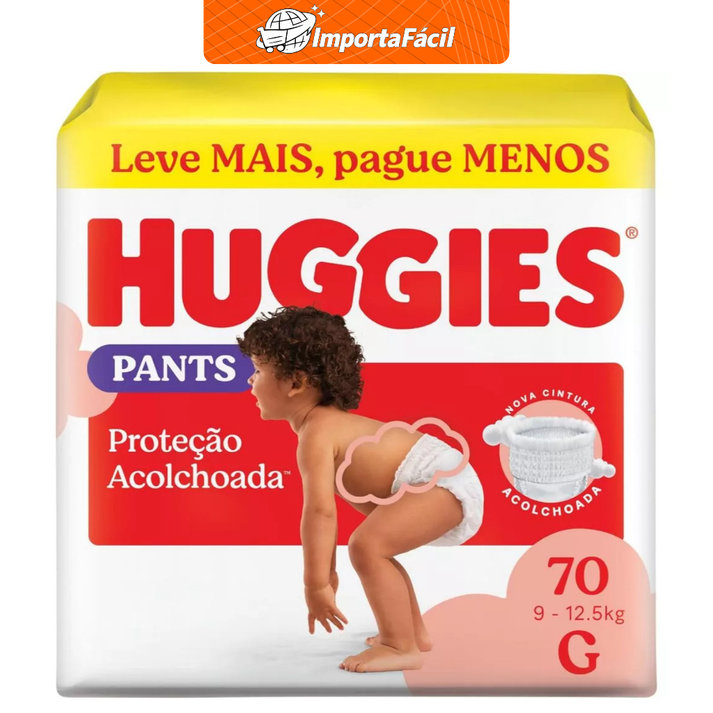 Fralda Huggies Pants G 70 Un Proteção Acolchoada Ajuste Perfeito e Antivazamento