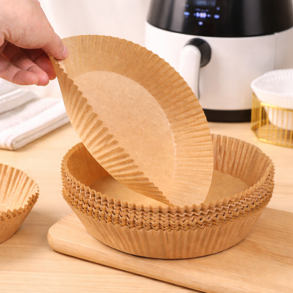 KIT Forma Airfryer Descartável Antiaderente de Papel Redonda 50,100,150,200