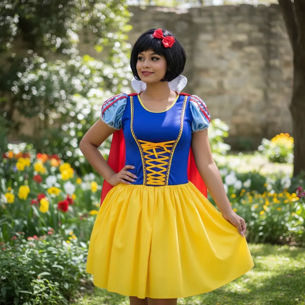 Fantasia Princesa Branca De Neve Cute Adulto Com Capa