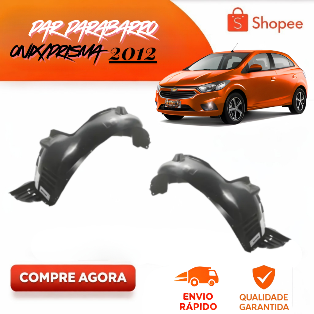 Par de Parabarros Dianteiro Onix Prisma 2013 2014 2015 2016 2017 2018 2019