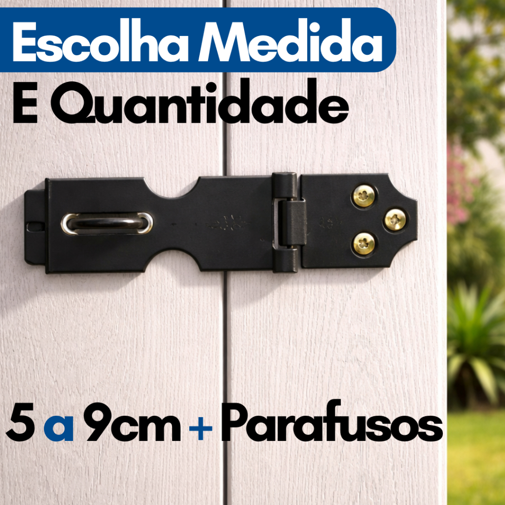 Porta Cadeado Fecho para Porta Armário Gaveta Bau Trinco Preto com Parafusos