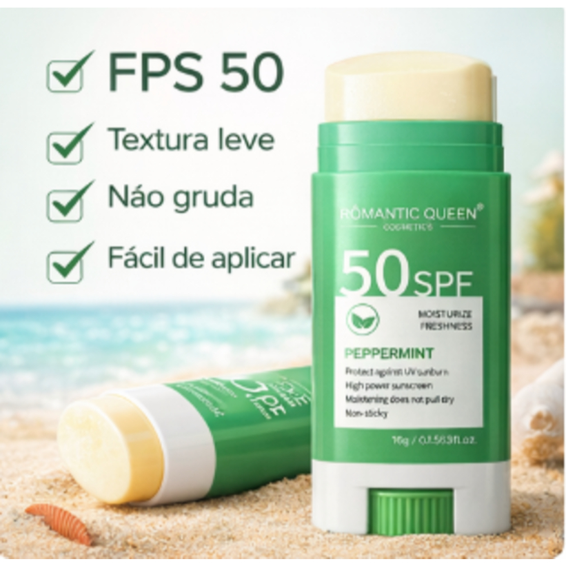 Protetor Solar Bastão Spf50 Reaplicação Portátil Premium Perfumado Proteção contra Sol e Calor