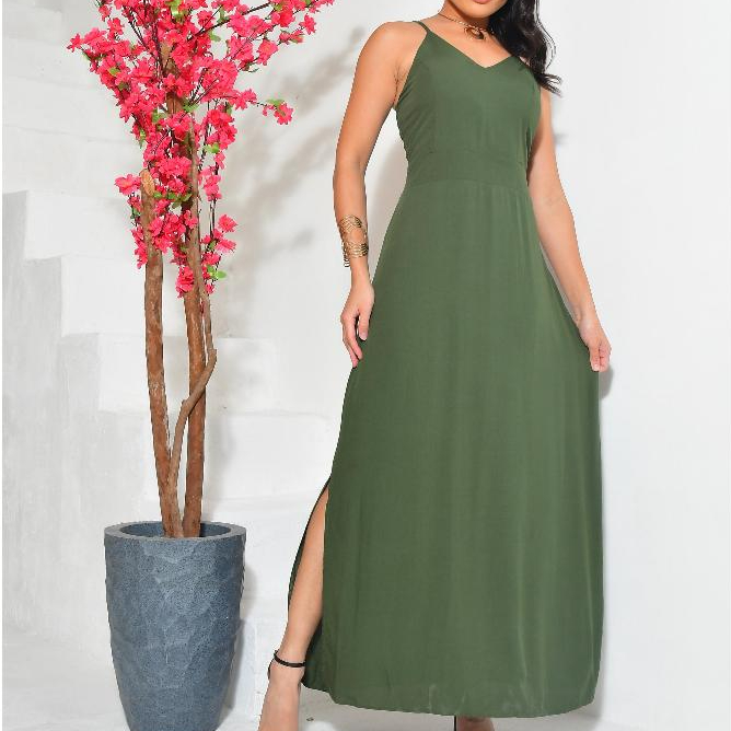 Vestido Longo de Alças Regulaveis Moda Femenina Verão Luxo e Elegante em Oferta na Shopee