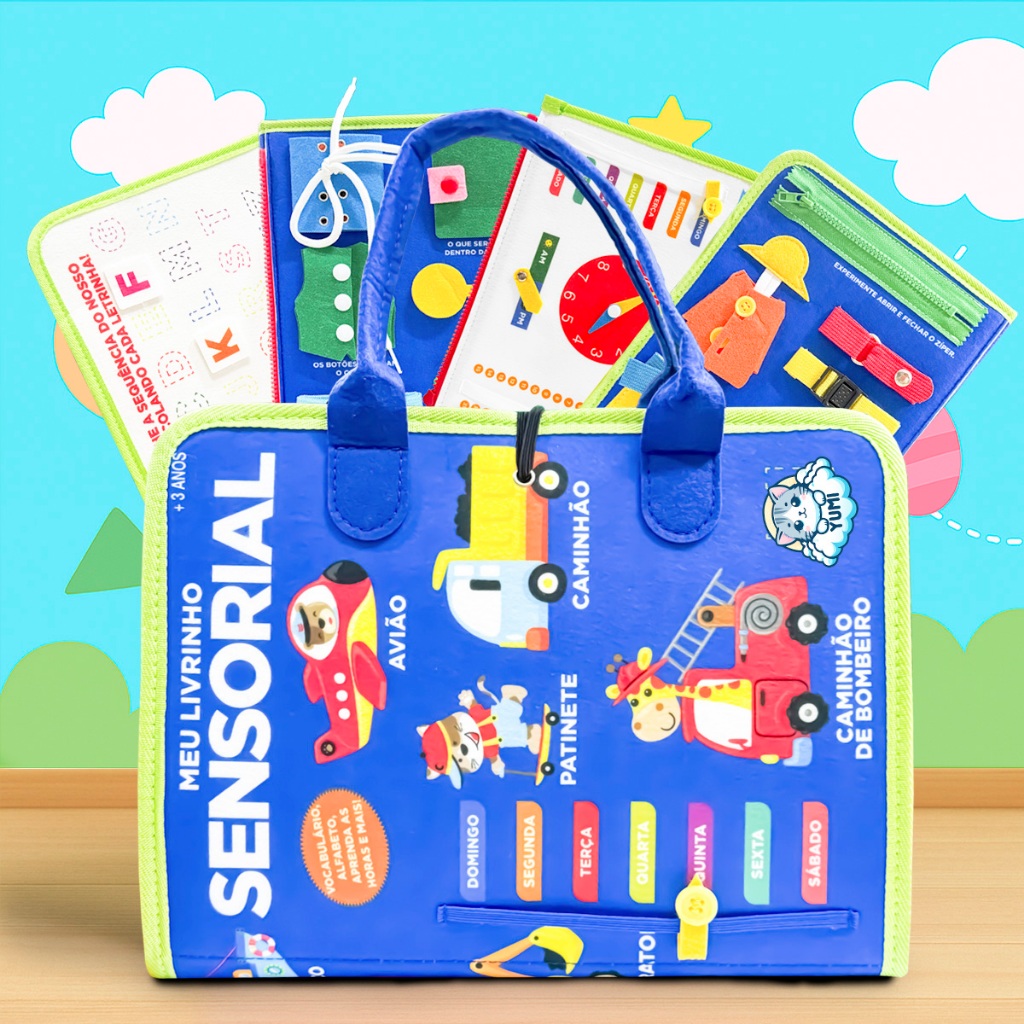 Livro Maleta Educativa Montessori - Brinquedo Sensorial Para Bebês e Crianças Veículos Números em Oferta na Shopee