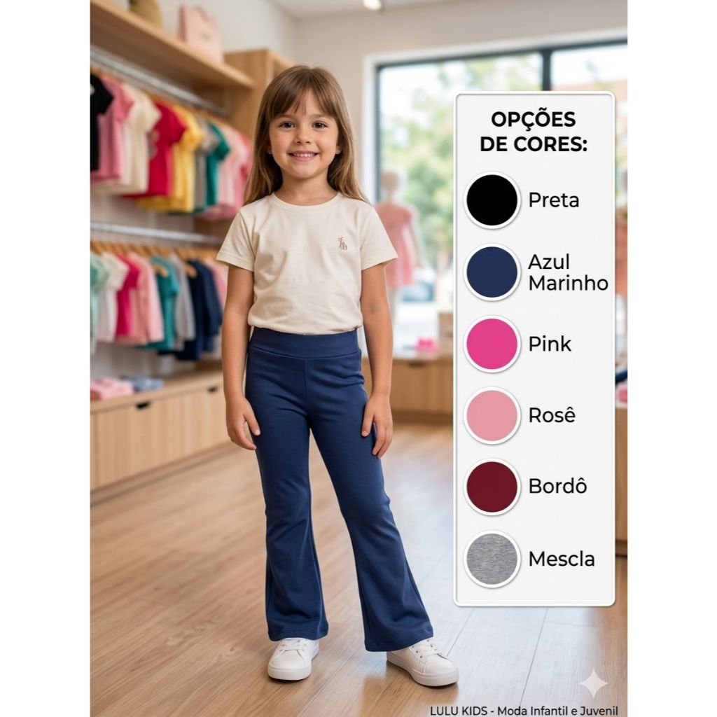 Calça Flare Suplex Infantil Menina Bailarina Escolar Varias Cores Premium