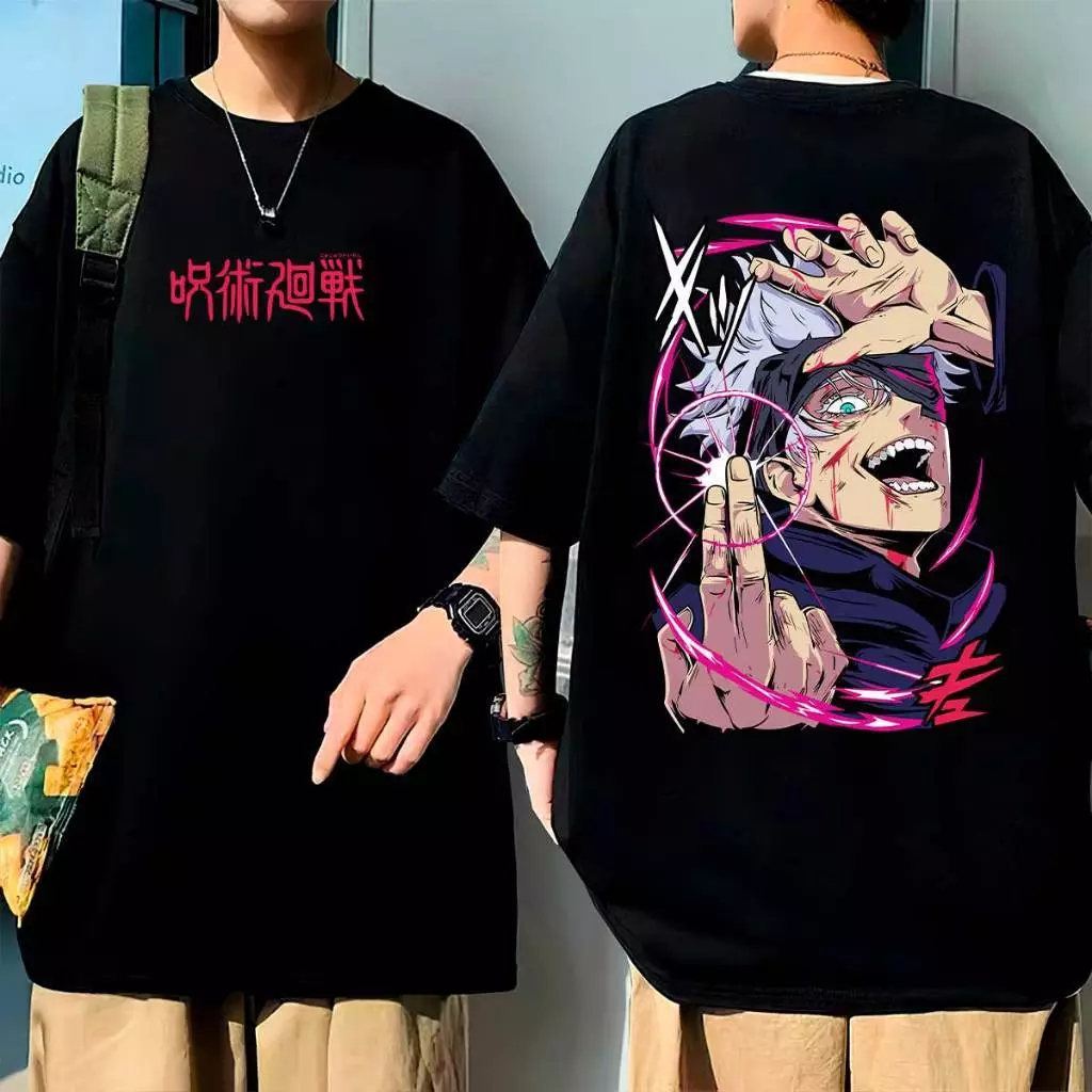 Camiseta Streetwear 100% Algodão Anime Gojo Masculina Feminina Camisa Top Unissex Lançamento