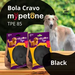 2 Bola Cravo MACIÇA MyPetOne Black 85mm Brinquedo RESISTENTE Para Cães