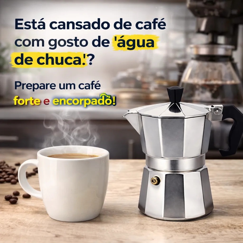 Cafeteira Italiana Inox 3 Xícaras Compacta Resistente Alta Durabilidade Cafeteira Tradicional Café