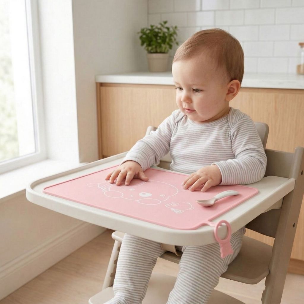 Lugar Americano Infantil Silicone Impermeável Antiderrapante Mesa Bebê Kids Fácil Limpeza Refeições