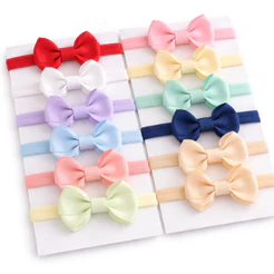 Kit 10 Laços para Bebê na Faixa 🎀 Meia de Seda Macia Acessório Infantil Recém-Nascido Cores Sortidas maternidade enxoval